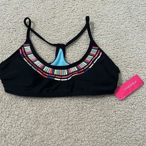 Xhilaration Black swimsuit top with a pop of color